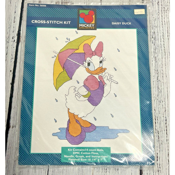 Dimensions Other - Vintage Disney Mickey Unlimited Daisy Duck Umbrella Cross Stitch Kit #36006